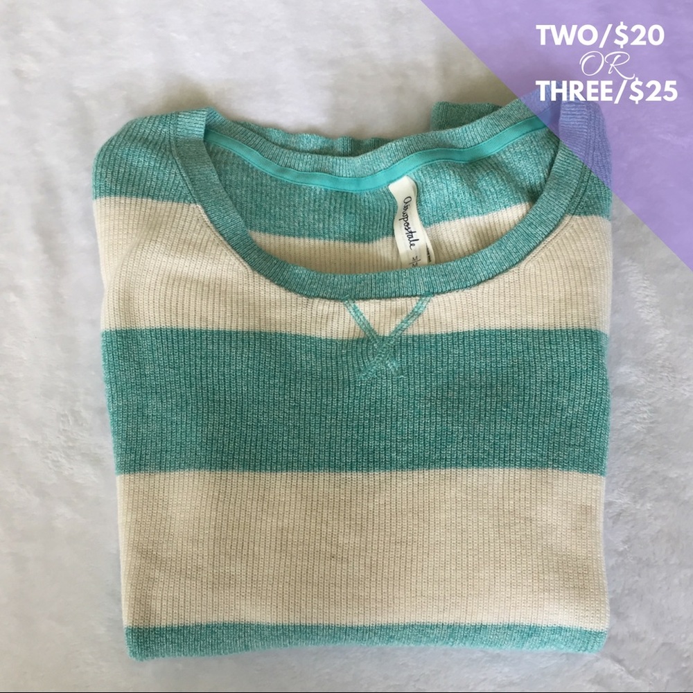 Aeropostale Soft 3/4 Sleeve Striped Sweater